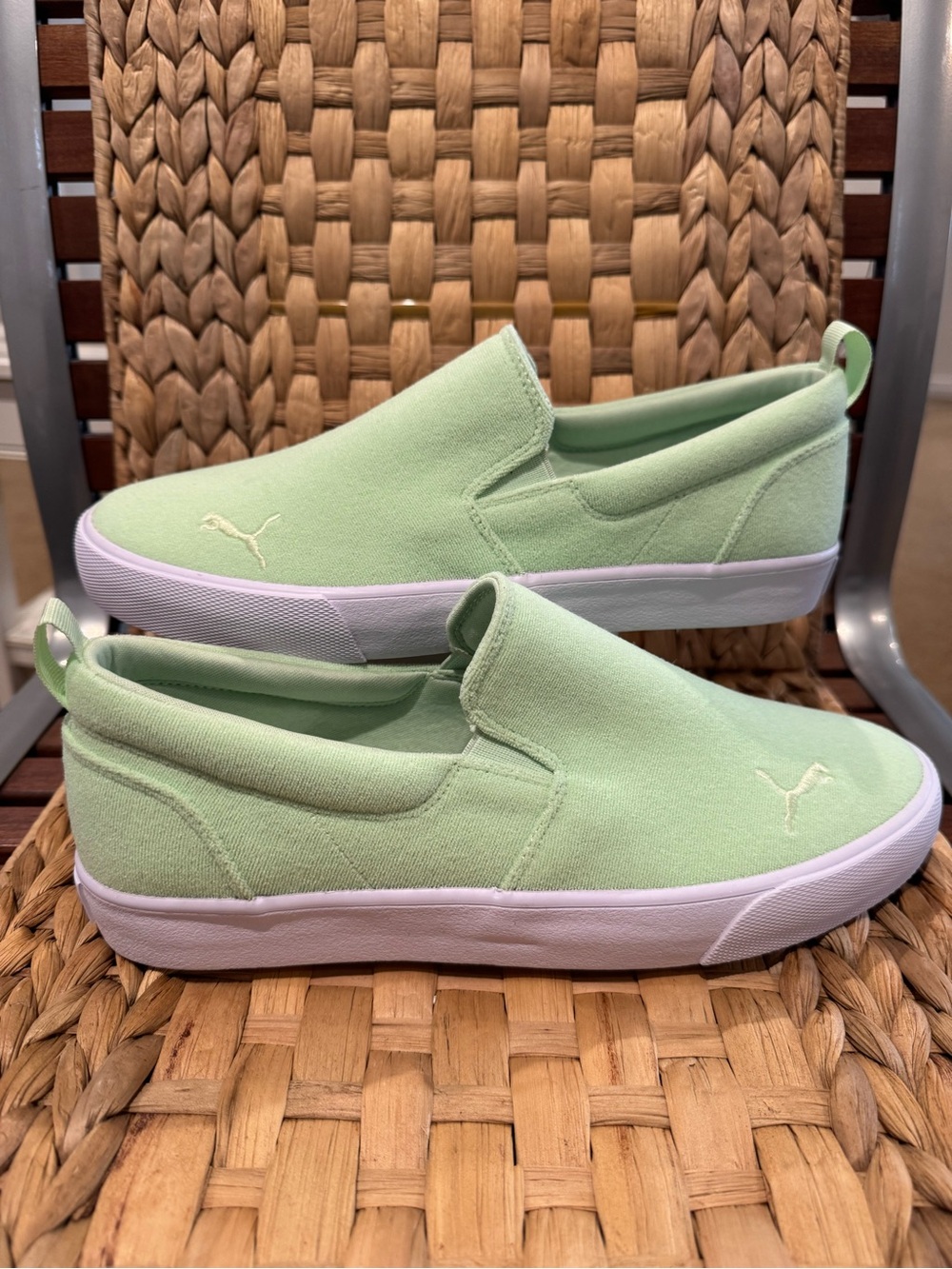 Puma Womens Shoes size 11 Bari Comfort Slip On Terry Fresh Mint Green & White